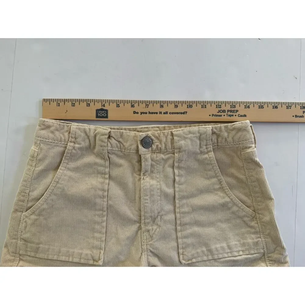 American Eagle Corduroy Shorts Size 4 Cream Super Stretch Patch Pockets #7401